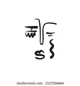 Ein abstraktes Gesicht in einer Linie. Einfaches Design. Minimalismus zeitgenössische Kunst. Trendkonzept. 