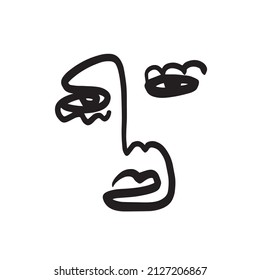 Una línea de cara abstracta. Diseño sencillo. Arte contemporáneo minimalista. Concepto moderno. 