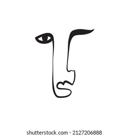 One line abstract face. Simple design. Minimalism contemporary art. Trendy concept. 