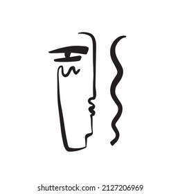 One line abstract face. Simple design. Minimalism contemporary art. Trendy concept. 