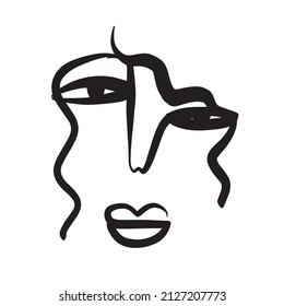 Una línea de cara abstracta. Diseño sencillo. Arte contemporáneo minimalista. Concepto moderno. 