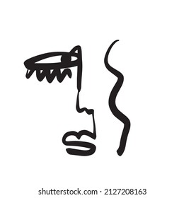 Ein abstraktes Gesicht in einer Linie. Einfaches Design. Minimalismus zeitgenössische Kunst. Trendkonzept. 