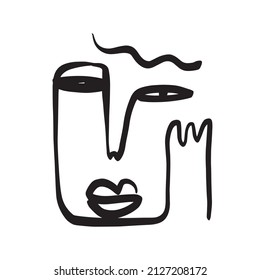 One line abstract face. Simple design. Minimalism contemporary art. Trendy concept. 