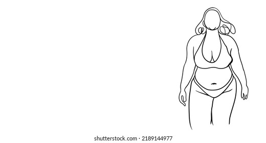 One line abstract fat woman, suitbae for graphic resources