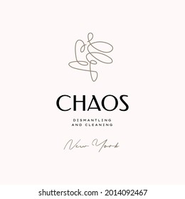 One Line abstract logo template. Hand drawn minimalism style vector illustration.