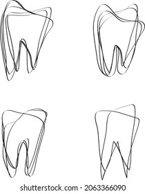 One line abstract teeth set