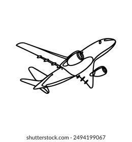 one line airplane transport vector illustration template design