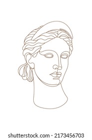 Una línea de la estatua de la Antigua diosa griega. La Diana de Versalles o la escultura mitológica clásica de Artemis. Arte vectorial para el diseño de afiches, ropa, logo, invitaciones.