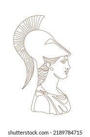 One line Ancient Greek goddess statue. Athena classical mythological sculpture. Vector art for design of posters, clothes, logo, invitations.