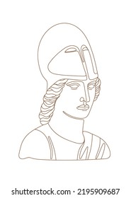 One line Ancient Greek goddess statue. Athena classical mythological sculpture. Vector art for design of posters, clothes, logo, invitations.