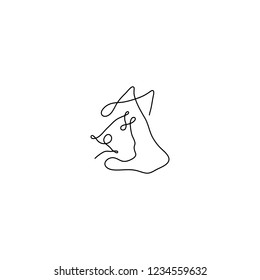 One line animal heads cat, dog, mouse silhouette. Hand drawn minimalism style vector illustration