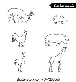 One line animals set, logos / vector stock illustration