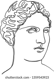 One line Aphrodite, Venus drawing sketch greek goddess of love sculpture. Trendy design