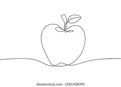 One Line Apple Drawing. continuous line apple