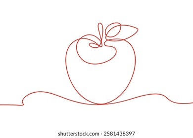 One Line Apple Drawing. continuous line apple