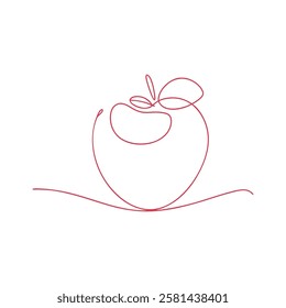 One Line Apple Drawing. continuous line apple