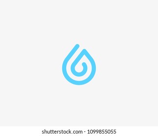 Logotipo acuático de una línea. Símbolo del logotipo vectorial de caída de agua. 