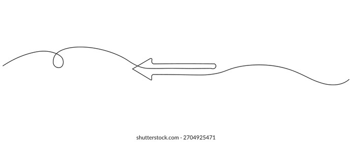 Una línea Flecha que apunta al Vector del icono izquierdo. dirección, símbolo de proceso. Ilustración vectorial.