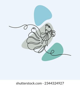 one line art abstract betta fish, wall decor vector illustration design.can be used for wall art, print, cover design, poster illustration, card, t-shirt print, etc