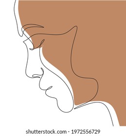 One Line art Abstract face