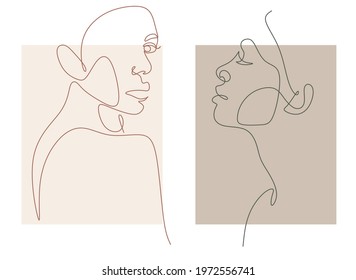 One Line Art Abstract Face