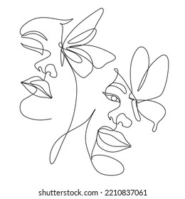 One Line art abstract face. Vector illustration. Trendy abstract portrait . Abstract contemporary art. Ideas and Inspiration .