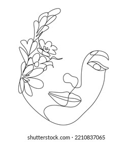 One Line art abstract face. Vector illustration. Trendy abstract portrait . Abstract contemporary art. Ideas and Inspiration .