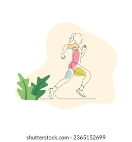 One line art of abstract female running , wall decor vector illustration design.can be used for wall art, print, cover design, poster illustration, card, t-shirt print, etc