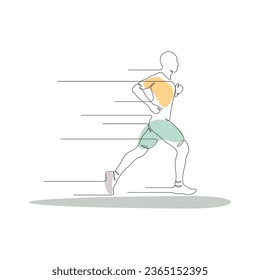 One line art of abstract male running , wall decor vector illustration design.can be used for wall art, print, cover design, poster illustration, card, t-shirt print, etc