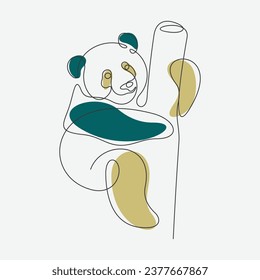 one line art abstract panda, wall decor vector illustration design.can be used for wall art, print, cover design, poster illustration, card, t-shirt print, etc