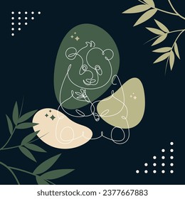one line art abstract panda, wall decor vector illustration design.can be used for wall art, print, cover design, poster illustration, card, t-shirt print, etc