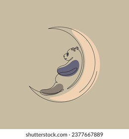 one line art abstract panda, wall decor vector illustration design.can be used for wall art, print, cover design, poster illustration, card, t-shirt print, etc