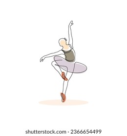 Una línea de arte de bailarina de ballet mujer abstracta , decoración de pared de diseño de ilustración vectorial. puede utilizarse para obras de arte en la pared, impresión, diseño de portada, ilustración de afiches, tarjeta, impresión de camisetas, etc.