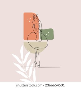 One line art of abstract woman ballet dancer , wall decor vector illustration design. can be used for wall art, print, cover design, poster illustration, card, t-shirt print, etc
