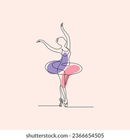 Eine Linie Kunst der abstrakten Frauen Ballett-Tänzer, Wand Dekor Vektorgrafik Design. kann für Wandkunst, Druck, Cover-Design, Postergrafik, Karte, T-Shirt-Druck usw. verwendet werden