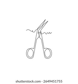 one line art Angular Scissors vector illustration. line art, one continuous line, simple, hand drawn and sketch style. for icons, symbols, signs or logos