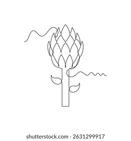une ligne art Artichaut illustration vectorielle. dessin au trait, une ligne continue, style simple, dessiné à la main et esquisse. pour les icônes, symboles, signes ou logos
