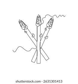 einzeilige Kunst Spargel Vektorgrafik. Linien, eine durchgehende Linie, einfach, handgezeichnet und Skizze Stil. für Symbole, Zeichen oder Logos
