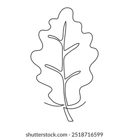 One Line art autumn Oak leaf. Simple continuous editable contour. Hand drawn element for decoration print poster and banner.