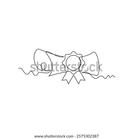 one line art award certificate vector illustration. line art, one continuous line, simple, hand drawn and sketch style. for icons, symbols, signs or logos