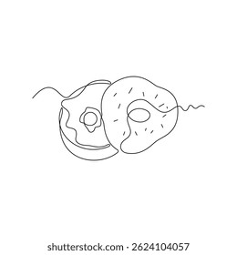 uma ilustração vetorial Bagel de uma arte de linha. uma arte de linha, uma linha contínua, simples, desenhada à mão e estilo de esboço. para ícones, símbolos, sinais ou logotipos
