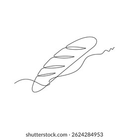 one line art Baguette vector illustration. line art, one continuous line, simple, hand drawn and sketch style. for icons, symbols, signs or logos