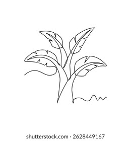 una línea de arte Banana Tree Ilustración vectorial. línea de arte, una línea continua, simple, dibujado a mano y estilo de boceto. para iconos, símbolos, signos o logotipos
