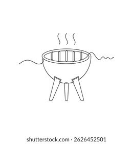 one line art Barbecue Grill vector illustration. line art, one continuous line, simple, hand drawn and sketch style. for icons, symbols, signs or logos