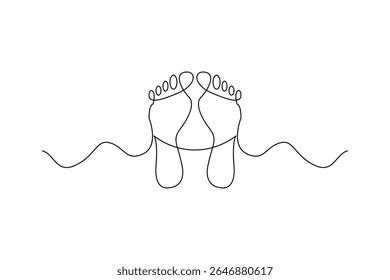 Uma arte de linha de sola humana nua com conceito minimalista