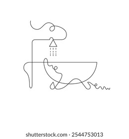 one line art bathtub vector illustration. line art, one continuous line, simple, hand drawn and sketch style. for icons, symbols, signs or logos