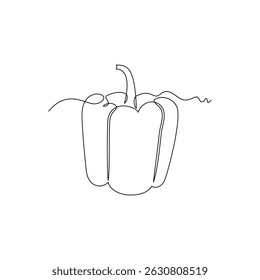 una línea de arte Bell Papper Ilustración vectorial. línea de arte, una línea continua, simple, dibujado a mano y estilo de boceto. para iconos, símbolos, signos o logotipos