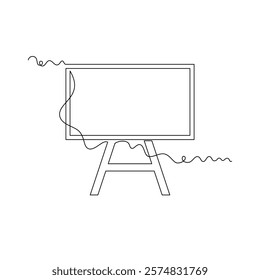 one line art blackboard or whiteboard vector illustration. line art, one continuous line, simple, hand drawn and sketch style. for icons, symbols, signs or logos