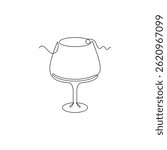 one line art Brandy Snifter Glass vector illustration. line art, one continuous line, simple, hand drawn and sketch style. for icons, symbols, signs or logos