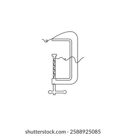 one line art C Clamp vector illustration. line art, one continuous line, simple, hand drawn and sketch style. for icons, symbols, signs or logos